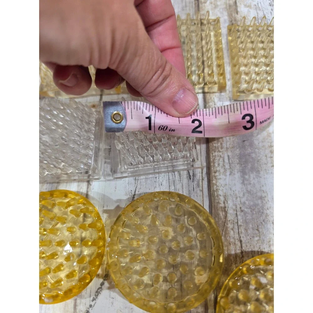 Vintage‎ Plastic Flower Frog Lot 18pc Round Square Amber Clear Tan Spiked Pin